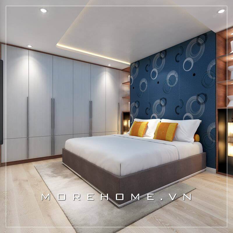 Giường ngủ chung cư hiện đại kiểu dáng hộp tạo cảm giác thanh thoát và tiện nghi hơn cho căn phòng